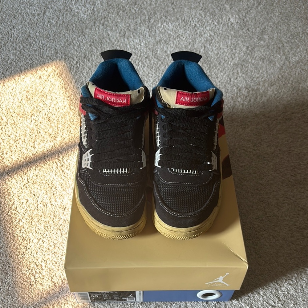 Jordan Black and Red Sneakers with Blue Accents